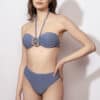 Lovekini Luna Blue High Waist Bikini With Rose Gold Crystal Pearl Embellished Buckle