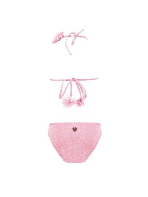 Alternative view of Lola Pink Kids Bikini With Chiffon Flowers Details