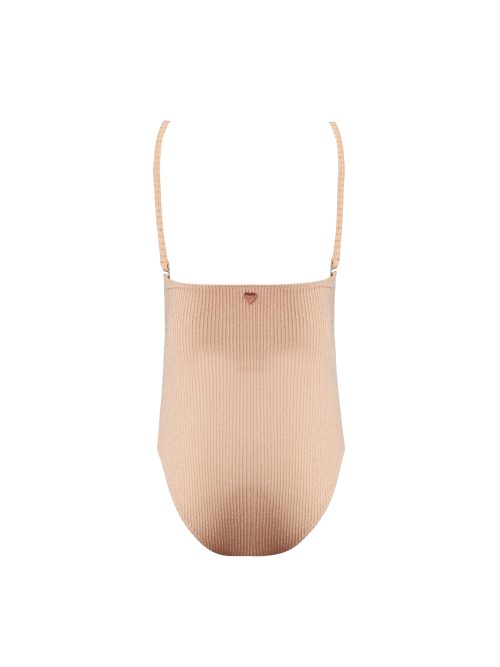 Alternative view of Eva Nude Black Kids Swimsuit With Silver Stripes Details