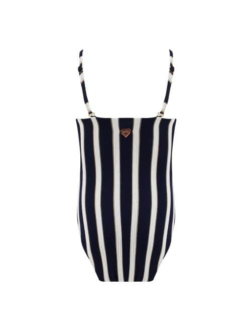 Alternative view of Maria Navy Stripe Kids Swimsuit With Gold Chain Straps