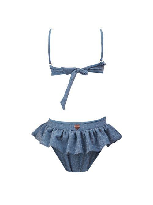 Alternative view of Luna Blue Kids Swimsuit With Rose Gold Crystal Pearl Embellished Buckle