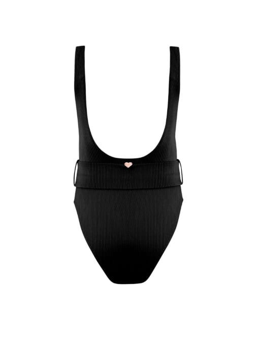 Alternative view of Emily Black Kids Swimsuit With Rose Gold Belt Buckle Accessory
