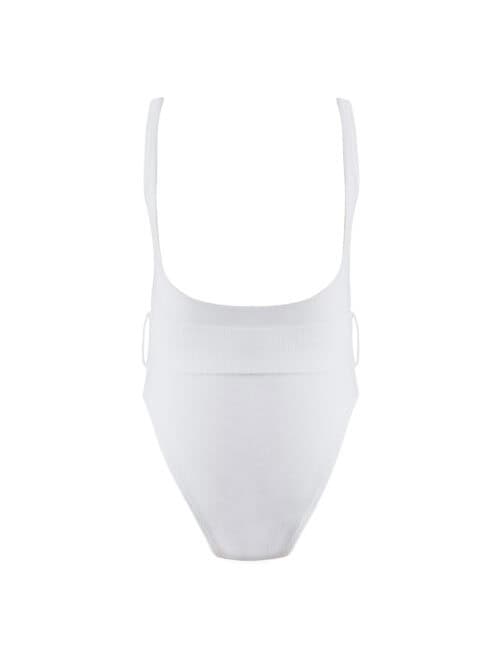 Alternative view of Emily White Kids Swimsuit With Rose Gold Belt Buckle Accessory