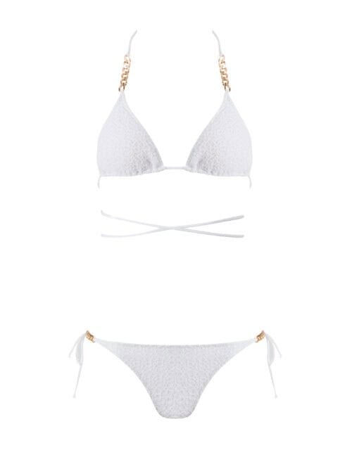 Alternative view of Rachel White Mesh Bikini With Gold Chain Straps