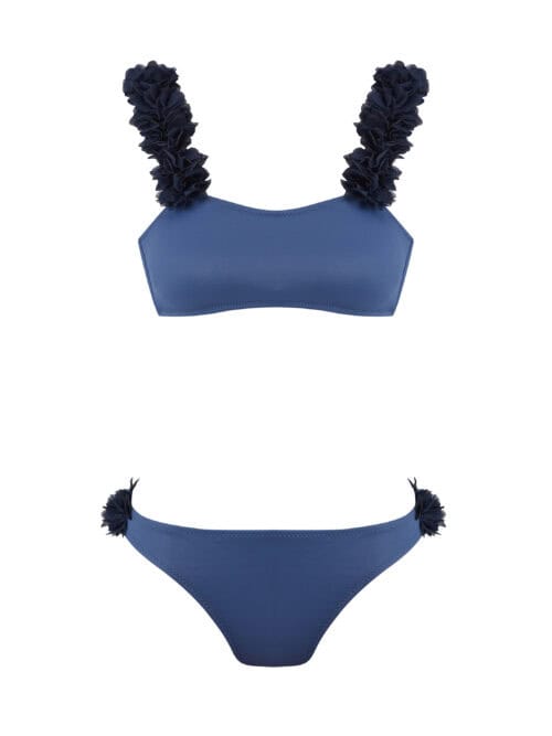 Alternative view of Rosa Blue Bikini With Navy Chiffon Flowers Straps