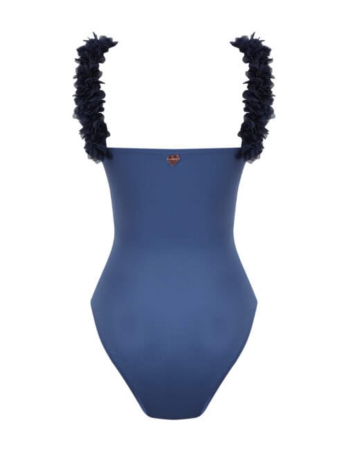 Alternative view of Rosa Blue Swimsuit With Navy Chiffon Flowers Straps