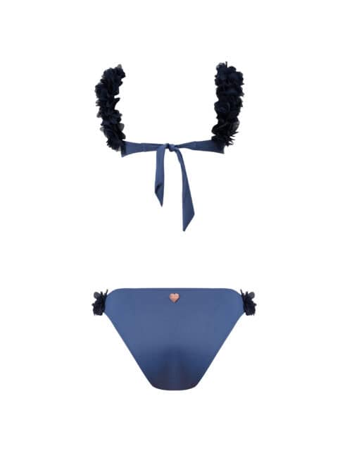 Alternative view of Rosa Blue Kids Bikini With Pink Chiffon Flowers Straps