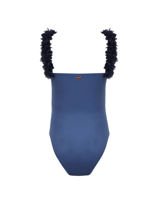 Alternative view of Rosa Blue Kids Swimsuit With Blue Chiffon Flowers Straps