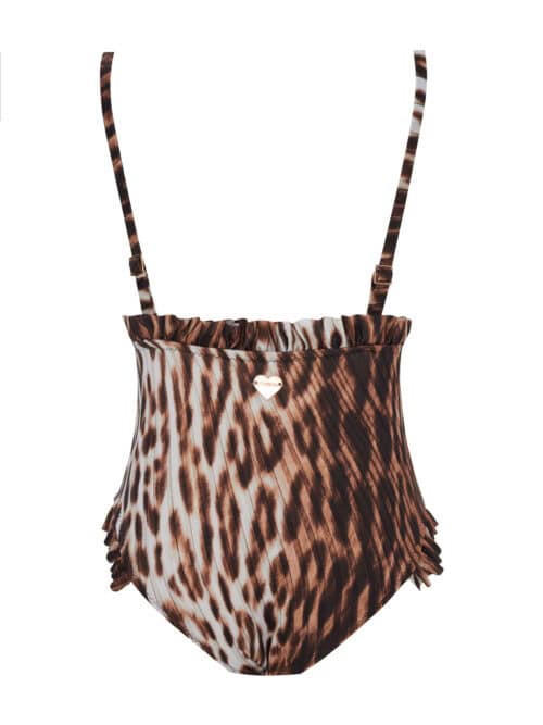 Alternative view of Ava Leopard Pattern Kids Swimsuit With Ruffle Details