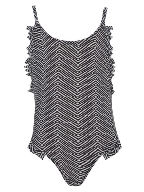 Lovekini Mona Zebra Pattern Kids Swimsuit With Ruffle Details
