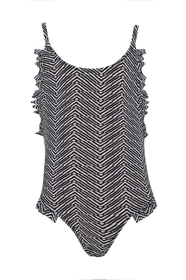Lovekini Mona Zebra Pattern Kids Swimsuit With Ruffle Details