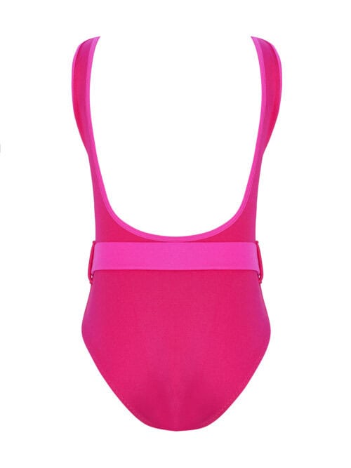 Alternative view of Emma Pink Kids Swimsuit With Rose Gold Belt Buckle Accessory