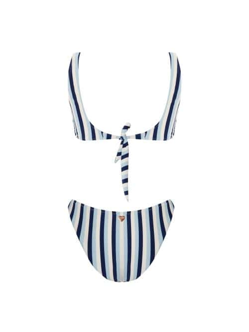 Alternative view of Alya Blue Stripe Cut-Out Swimsuit With Evil Eye Glass Beads Accessory