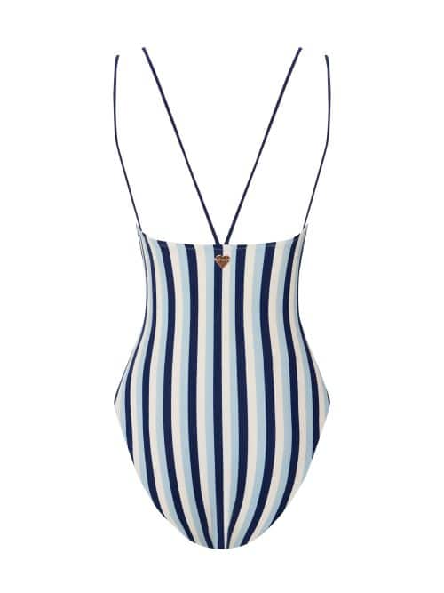 Alternative view of Alya Blue Stripe Swimsuit With Evil Eye Glass Beads Accessory
