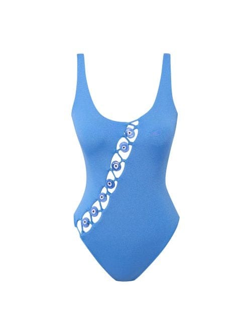 Lovekini Vega Blue Swimsuit With Evil Eye Glass Beads Accessory