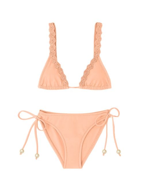 Marilla Salmon Kids Bikini Macrame Detials & Pearl