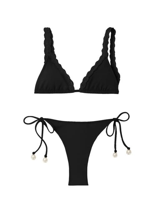 Marilla Black Bikini – Macrame Details & Pearl