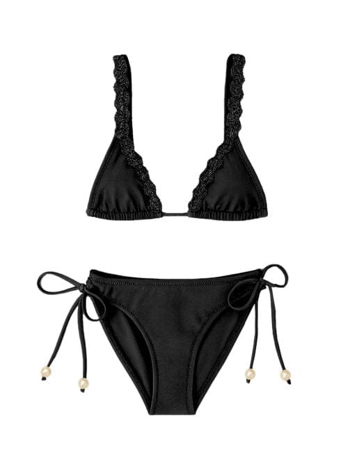 Marilla Black Kids Bikini Macrame Detials & Pearl