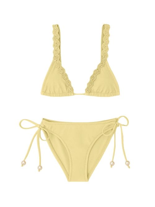 Marilla Yellow Kids Bikini Macrame Detials & Pearl