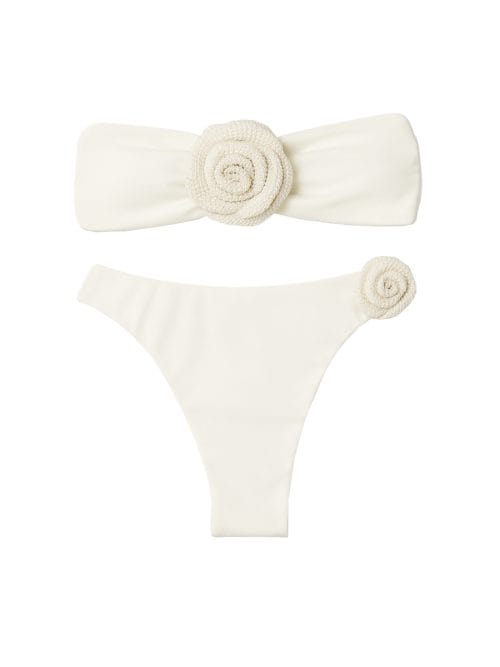 Rosalia White Bikini Handmade Macreme White Rose