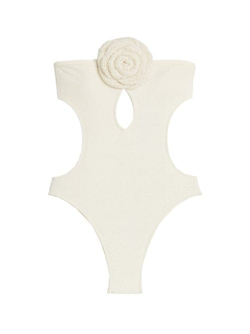 Rosalia White Swimsuit Handmade Macrame White Rose