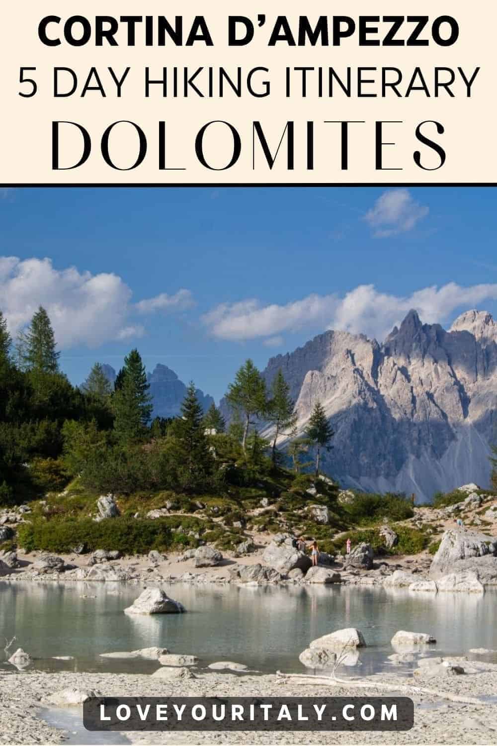 Dolomites Hiking Itinerary | Would you like to do some hiking in the Dolomites? Here's a great starter itinerary for 5 days of hiking and exploring the Dolomites around Cortina d'Ampezzo! | Dolomites hiking trip | summer | trails