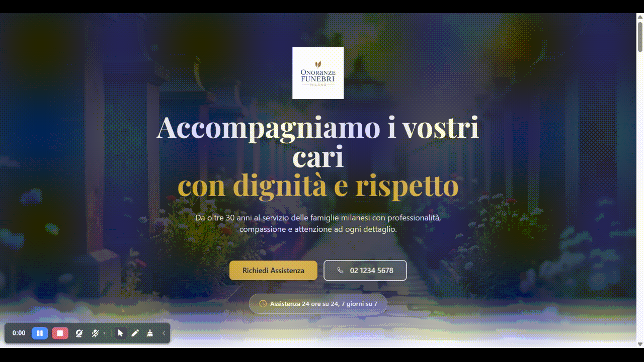 promuovere onoranze funebri su google esempio landing page
