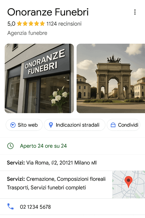 google my business per promuovere onoranze funebri