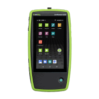 NetAlly LinkRunner 100G Netzwerktester von vorne mit Touchscreen und Startbildschirm