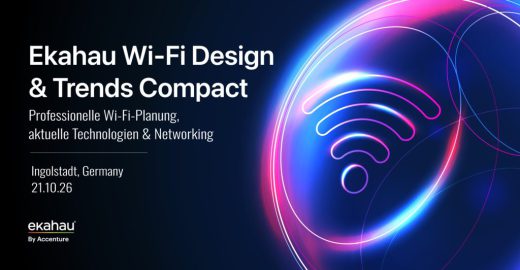 Offizielles Veranstaltungsbanner der Ekahau Wi-Fi Design und Trends Compact Roadshow am 21. Oktober 2026 in Ingolstadt