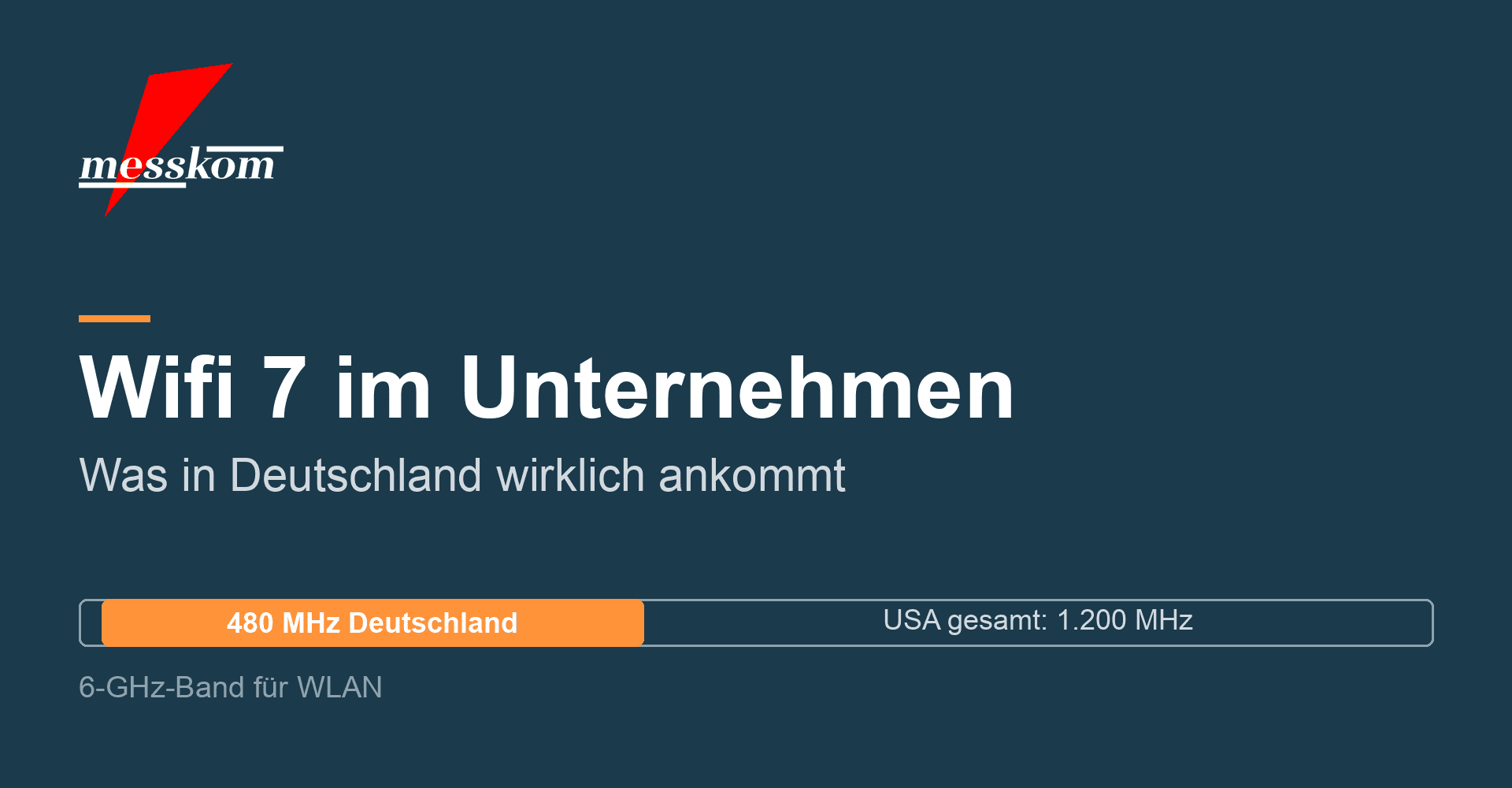 Titelgrafik Wifi 7 im Unternehmen: 6-GHz-Band mit 480 MHz in Deutschland gegenüber 1.200 MHz in den USA