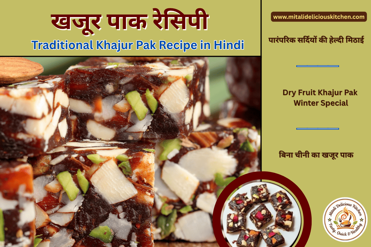 खजूर पाक रेसिपी Traditional Khajur Pak Recipe in Hindi | Dry Fruit Dates Pak without Sugar Healthy Winter Sweet made with natural dates and nuts