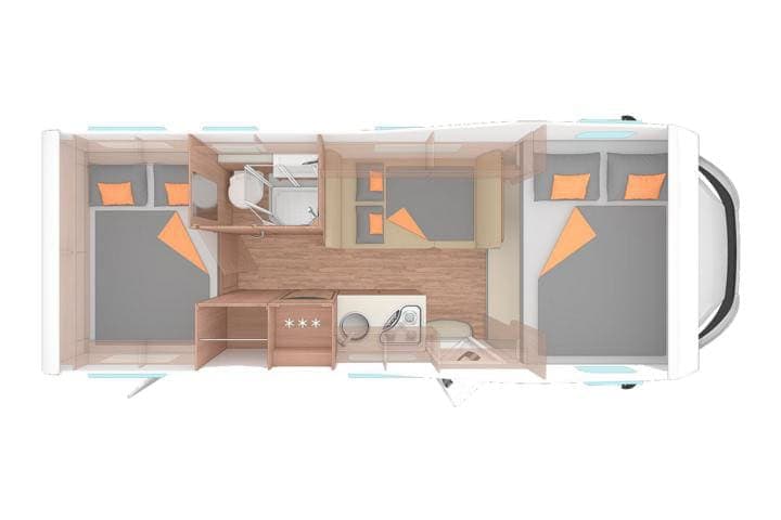 Hochwertiger Moon Camper Inneneinrichtung mit komfortablen Schlafbereichen.