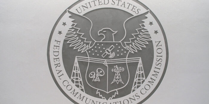 Federal Communications Commission FCC Logo on the building wall