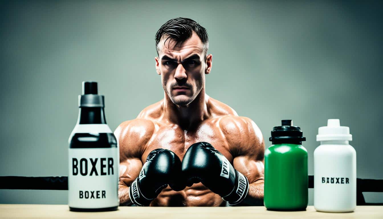 Boxer preparing supplement