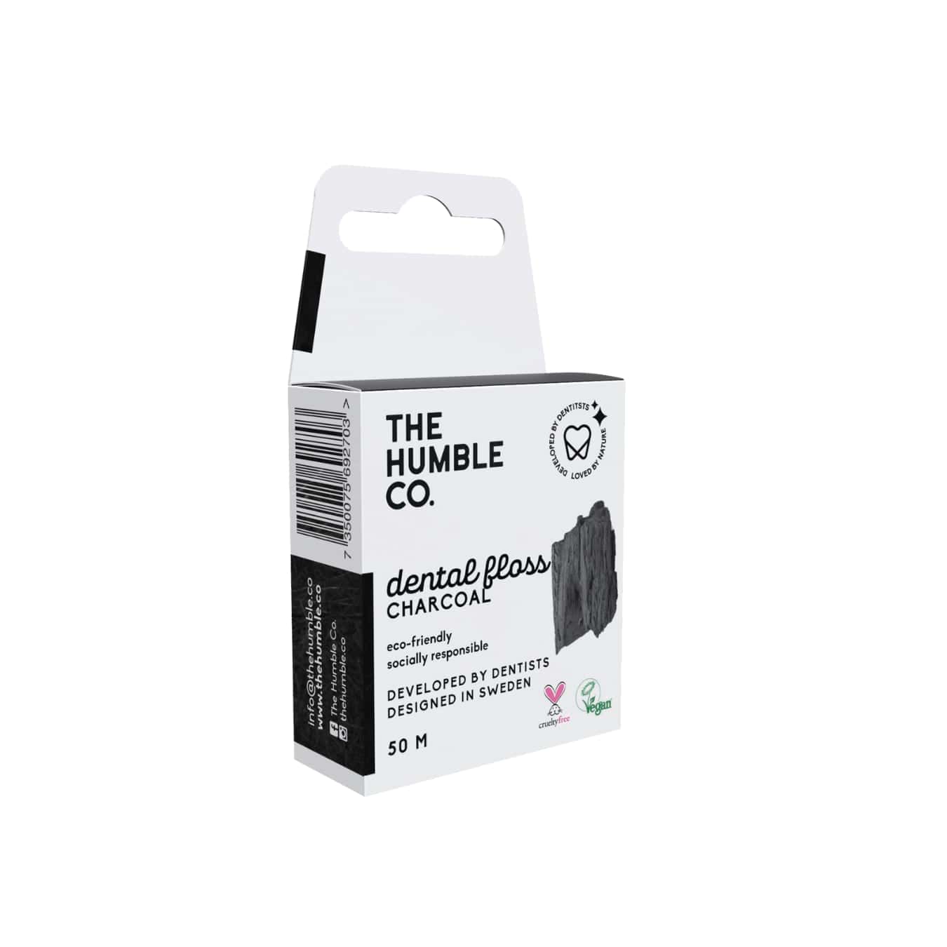 The Humble Co. 瑞典品牌純素牙線 潔淨竹炭 Dental Floss Charcoal 50m