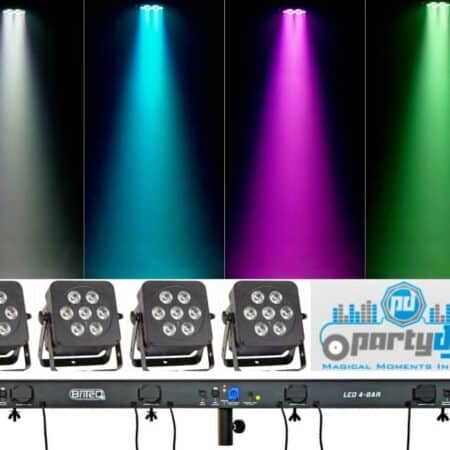 Huur de Briteq LED 4-bar set met 4 Plano Spot 7FC RGBW LED Pars voor je podium feestverlichting. Perfect voor elk feest of evenement. Reserveer nu bij PartyDJ!