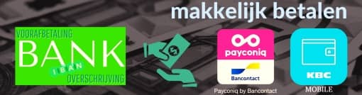 Betaalmogelijkheden: bij PartyDJ kan je betalen met cash, via bank overschrijving, Payconiq of KBC Mobile