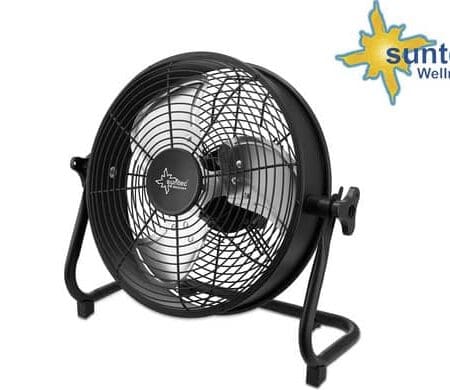 Vloerventilator Ø 30cm, zwart, instelbare hoek (werkt op interne batterij, gaat tussen de 4 en de 24 uur lang mee), IP24 spatwaterdicht