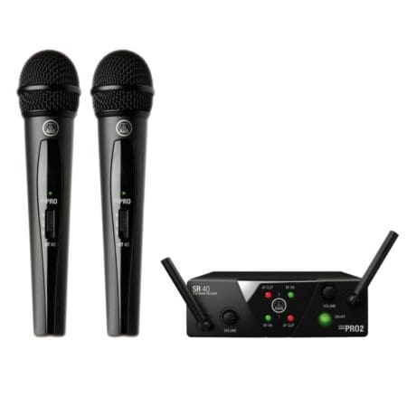 AKG WMS 40 Mini2 Dual Draadloze Microfoon Huren » Verhuur van AKG WMS 40 Mini 2 Dubbele Draadloze Handheld Microfoon Voor Zang En Spraak