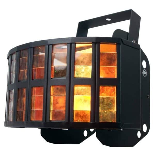 Verhuur van American DJ Aggressor HEX LED lichteffecten. Veelkleurig double derby lichteffect huren kan bij PartyDJ uit Aalst, Oost Vlaanderen.