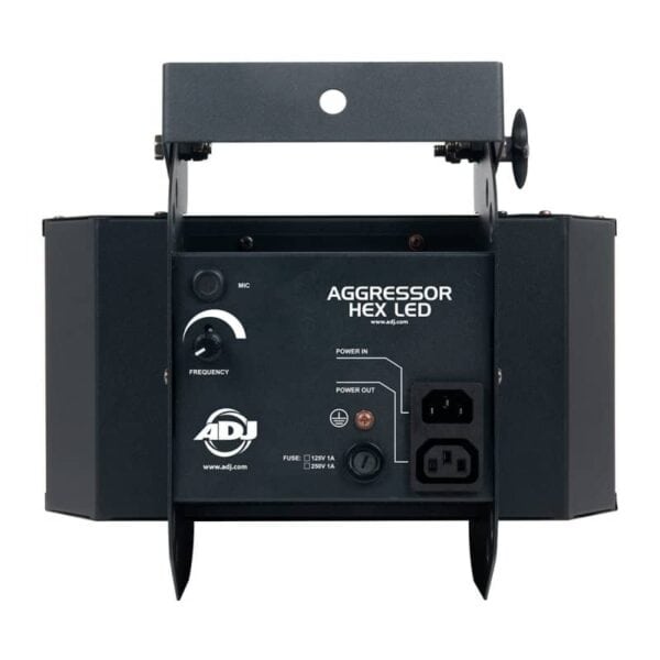 Verhuur van American DJ Aggressor HEX LED lichteffecten. Veelkleurig double derby lichteffect huren kan bij PartyDJ uit Aalst, Oost Vlaanderen.
