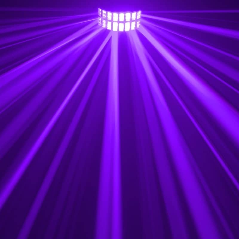 Verhuur van American DJ Aggressor HEX LED lichteffecten. Veelkleurig double derby lichteffect huren kan bij PartyDJ uit Aalst, Oost Vlaanderen.