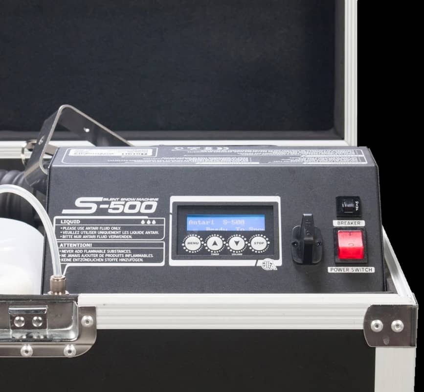 Sneeuwmachine huren voor kerstmarkt Antari S-500 sneeuw generator huren bij PartyDJ uit Aalst, Oost Vlaanderen