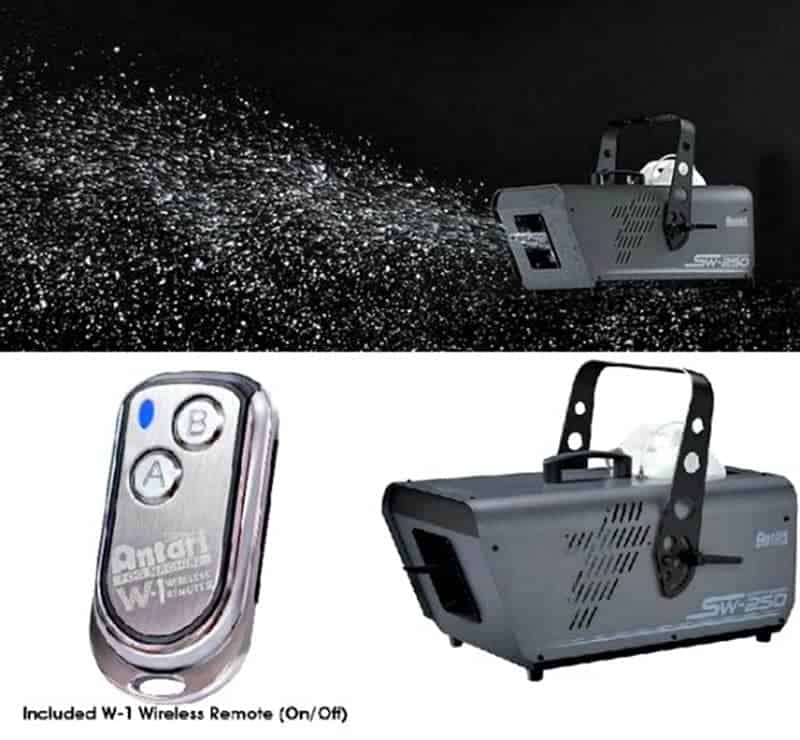 Verhuur van Antari SW-250 sneeuw machine. Krachtige sneeuwmachines huren bij PartyDJ uit Aalst, Oost Vlaanderen.