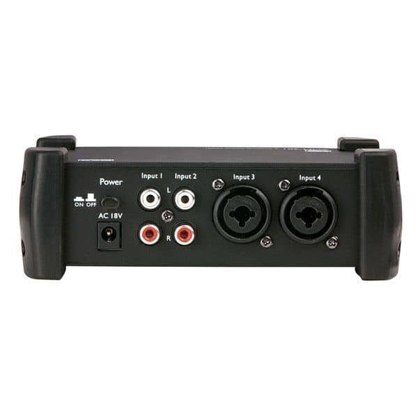 Kleine mixer te huur. DAP Pro AMM-401 klein mengpaneeltje te huur. Verhuur van mini mengtafel bij PartyDJ uit Aalst, Oost Vlaanderen.