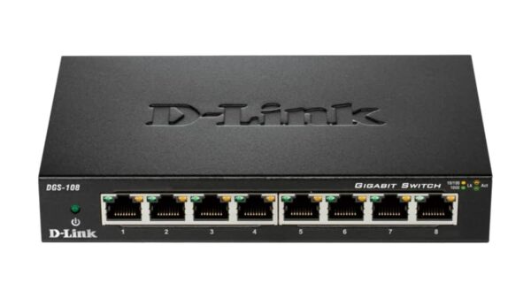 Verhuur D-Link DGS-108 Netwerk Switch (8 poorts: 8 x 10/100/1000 MB/s) » Netwerk Switch huren om DJ gear te linken