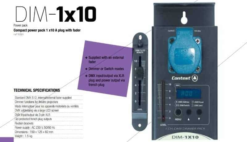 Verhuur van Contest DIM-1x10 Dimmer Pack. Dimmerpack voor LED schijnwerpers huren kan bij PartyDJ uit Aalst, Oost Vlaanderen.