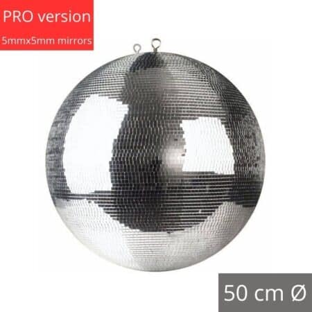 Spiegelbol 50 cm huren » Verhuur van professionele discoballen 50 cm Ø. Spiegelballen en mirror balls te huur.