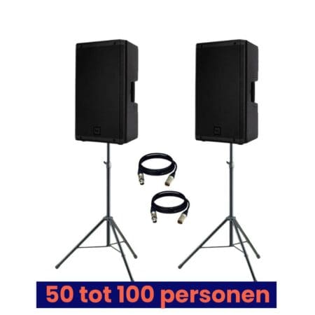Verhuur ClearSound Partyset - RCF ART912A 2100W RMS Feestset Huren - Voor Zalen tot 100 Personen - Inclusief Statieven - Perfecte Geluidsset voor Kleine Feestjes Huren bij PartyDJ uit Aalst, Oost-Vlaanderen.